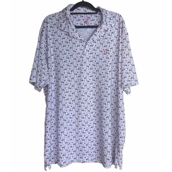 Rhoback Polo Golf Bev Cart Shirt Men’s Size XXXL 3XL AOP Performance - Picture 2 of 7